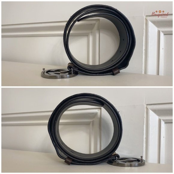 Authentic GUCCI Brown Monogram Canvas Silver Interlocking G Buckle Belt 90/36 - Picture 9 of 14